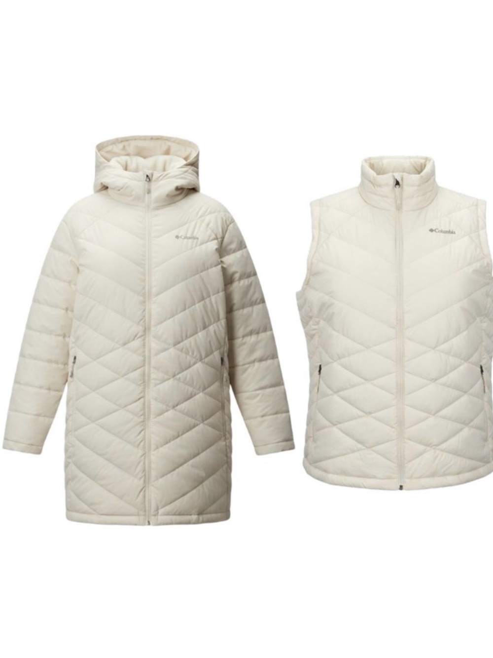 Columbia Heavenly Long Hooded Jacket & Vest, 2pcs, Size: 3XL